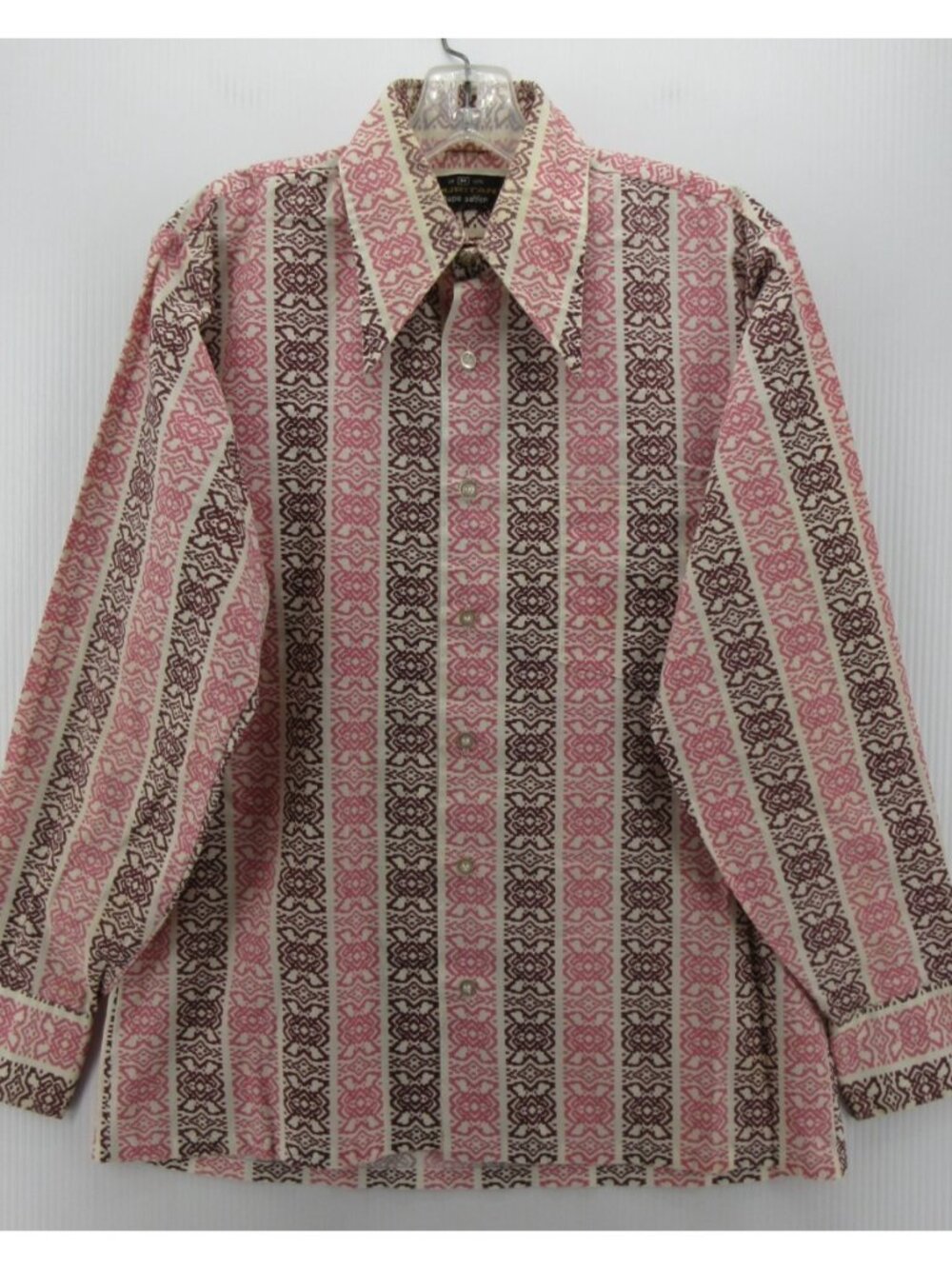 VINTAGE Puritan Shirt Medium 70s Disco Leisure Geometric Dagger Collar